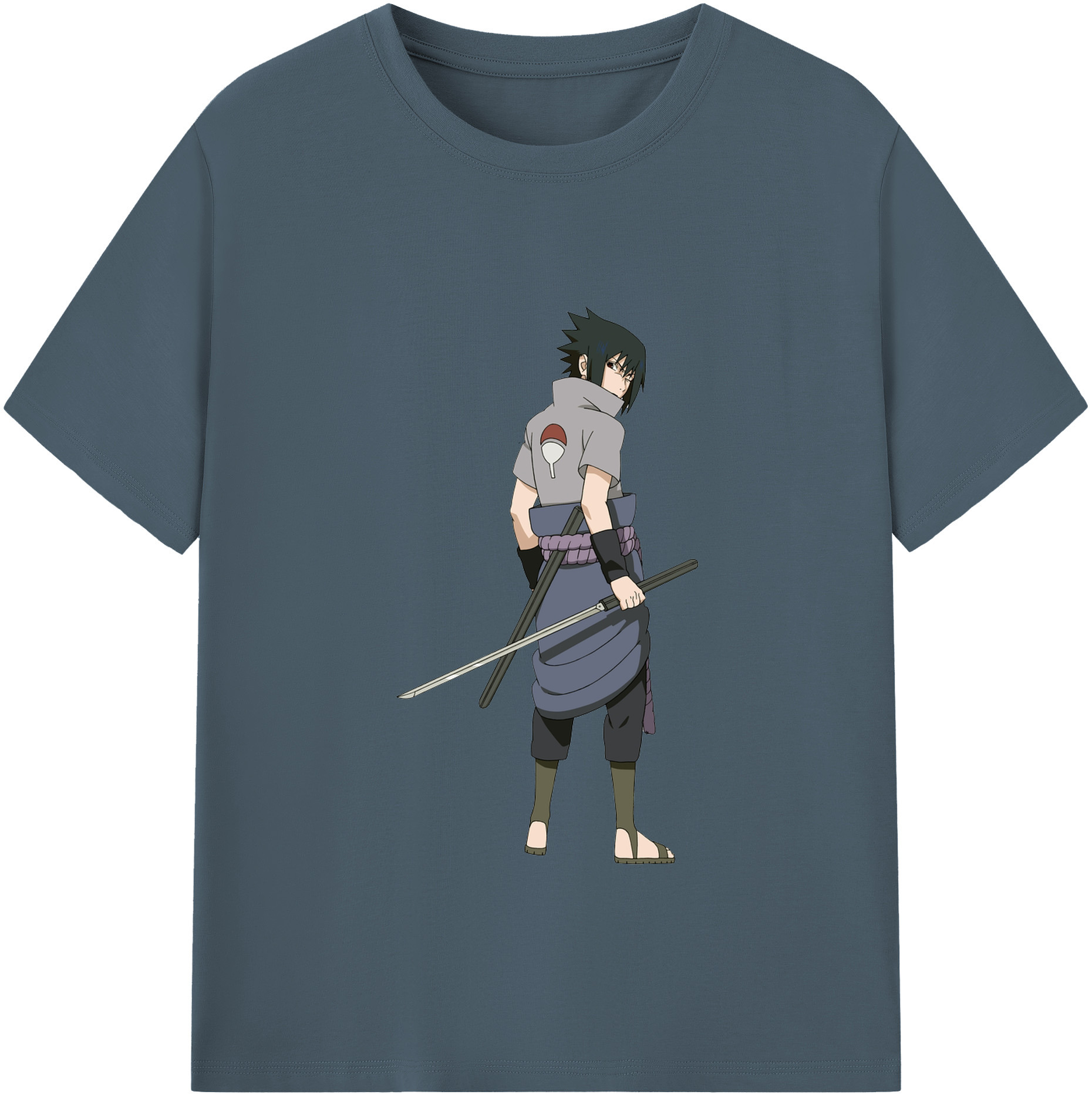 （画像用） NARUTO -ナルト- うちは サスケ Uchiha Sasuke 綿100％半袖Tシャツ（フロントプリント）